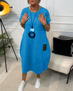 NIPPON™| ブラックの半袖ドレス、「HOPE」モチーフ付き