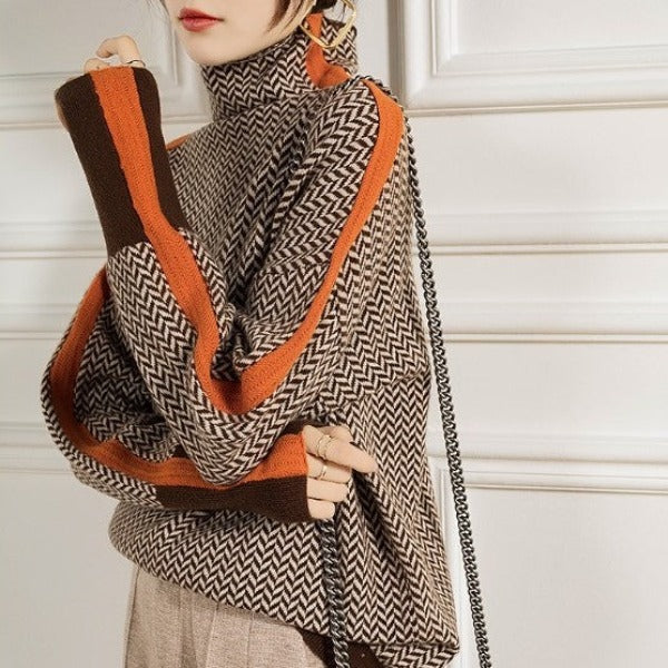 NIPPON™| Vera - ハイネックでコントラストストライプのセーター